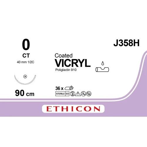ВІКРИЛ (VICRYL) фіолетовий 36in (дюймів) (90cm(см)) M3.5 USP0 одна голка CT, тип колюча Taper Point, 40mm(мм), 1/2 кола